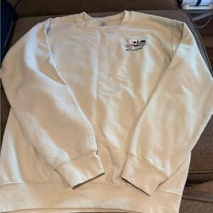 Cream Crew Neck Sweater with Ribbed Cuffs